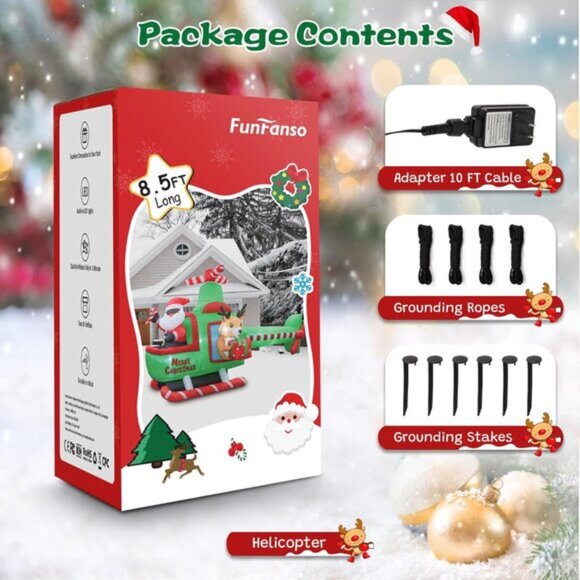 ⚡8.5 FT Christmas Inflatables Helicopter Bright LED Lights Outdoor Decorations - Picture 7 of 7